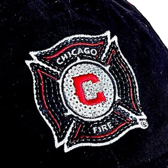 ❤️ CHICAGO FIRE ❤️ SOCCER CLUB fan cap hat women’s vintage sequins glitter - Picture 3 of 7